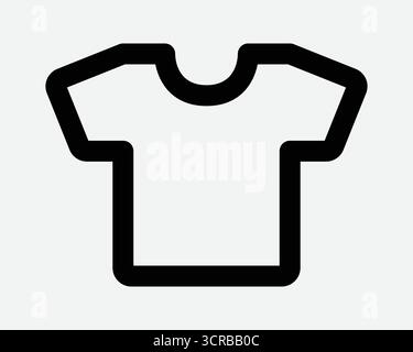 T-Shirt Line Icon T-Shirt Clothing Sign Tee Top Outline simbolo di forma abito con collo rotondo indumento in Jersey Active Wear TShirt nera semplice Illustrazione Vettoriale