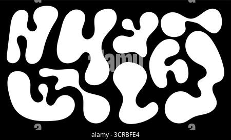 Questa composizione presenta varie forme organiche che assomigliano a lobi e forme irregolari in bianco su uno sfondo nero pieno. Il design lo sottolinea Illustrazione Vettoriale
