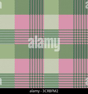 Motivo a quadri tartan senza cuciture. Tessuto a scacchi verde e rosa. Stampa tessile vettoriale. Illustrazione Vettoriale