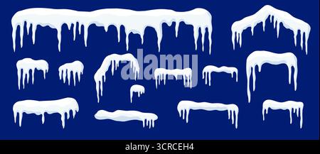 Icone vettoriali di ciaspole e ghiaccioli per il design di Natale e Capodanno. Sfondo trasparente. Illustrazione Vettoriale