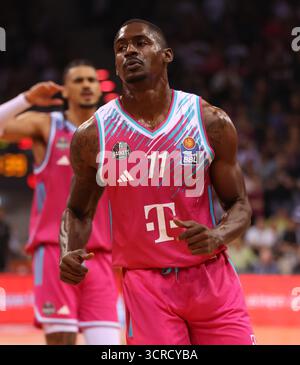 Bonn, Germania. 27 settembre 2025. Jordan Harris (Bonn), Telekom Baskets Bonn vs fitness First Wuerzburg Baskets, easyCredit BBL, 1. Spieltag, Bonn, 27.09.2025. Crediti: Juergen Schwarz/Alamy Live News Foto Stock