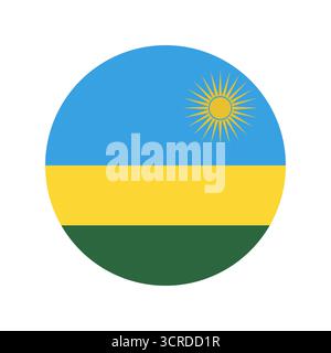 Icona della bandiera del Ruanda a forma di cerchio. Bandiera del Ruanda nazionale pulsante rotondo, distintivo. Illustrazione Vettoriale