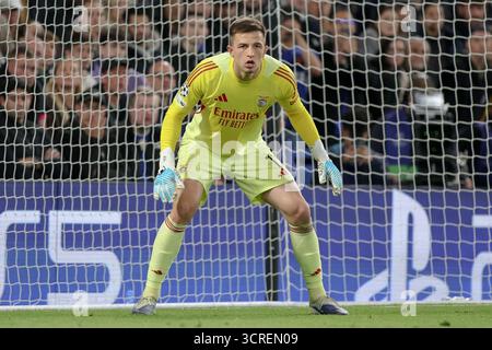 Londra, Regno Unito. 30 settembre 2025. Anatoliy Trubin del Benfica visto durante la partita di UEFA Champions League 2025/2026 tra Chelsea e Benfica allo Stamford Bridge. Punteggio finale; Chelsea 1:0 Benfica. Credito: SOPA Images Limited/Alamy Live News Foto Stock