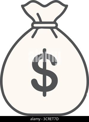 Icona minimalista con simbolo del dollaro – simbolo finanziario monocromatico per le attività bancarie, gli investimenti, la gestione patrimoniale, la pianificazione del budget e l'Economic con Illustrazione Vettoriale
