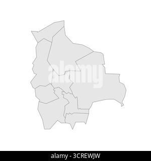 Bolivia mappa politica delle divisioni amministrative - dipartimenti. EPS mappa modificabile con vettore vuoto grigio. Illustrazione Vettoriale