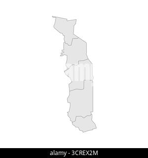 Togo mappa politica delle divisioni amministrative - regioni. EPS mappa modificabile con vettore vuoto grigio. Illustrazione Vettoriale