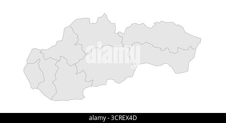 Slovacchia mappa politica delle divisioni amministrative - regioni. EPS mappa modificabile con vettore vuoto grigio. Illustrazione Vettoriale