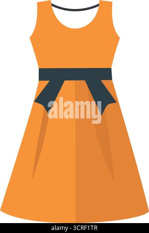 un abito senza maniche con cintura nera, perfetto per il logo boutique, la moda, le occasioni estive, informali o formali Illustrazione Vettoriale