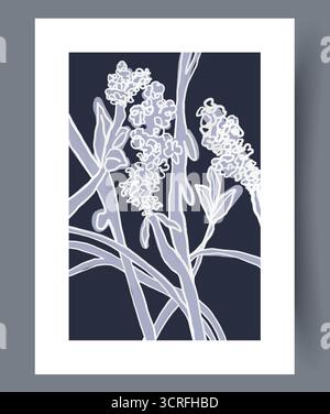 Questo pezzo presenta eleganti disegni floreali su sfondo scuro, che uniscono estetica e fascino Illustrazione Vettoriale