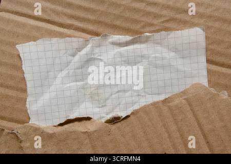 Carta per grafici di forma rettangolare strappata in modo lento su una trama di cartone Foto Stock