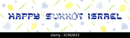 Felice Sukkot Israele bandiera orizzontale. Pubblicità decorativa. Pulsante Internet. Illustrazione Vettoriale