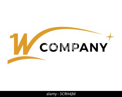 Lettera iniziale creativa W con Swoosh dinamico e brillante concetto di stella. Design vettoriale moderno, perfetto per branding, identità aziendale, simbo aziendale Illustrazione Vettoriale