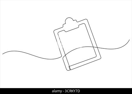 Elenco di controllo Appunti linea continua disegno disegno minimo a una riga concetto di organizzazione elenco attività Illustrazione Vettoriale