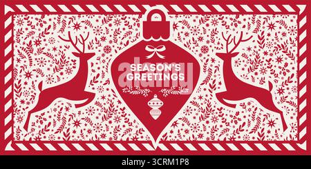 Design del biglietto d'auguri con ornamento rosso Illustrazione Vettoriale