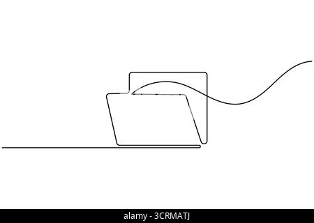Icona cartella documenti di Office disegno continuo di una linea dell'illustrazione vettoriale del file record aziendale Illustrazione Vettoriale
