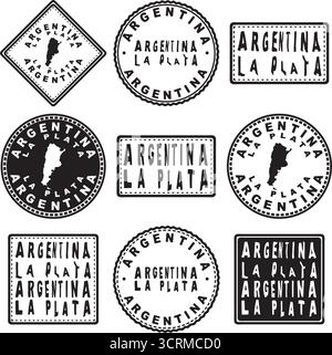 Argentina la Plata Round Seal Map Design Illustrazione Vettoriale