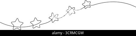 una linea che disegna cinque stelle continua arte decorativa minimalista disegnata a mano Illustrazione Vettoriale