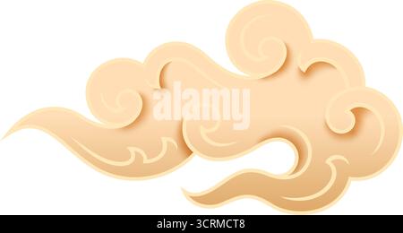 nuvola giapponese d'oro elemento di stile tradizionale decora la calligrafia cinese coreana tailandese tibetana giapponese Illustrazione Vettoriale