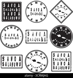 Samoa Salamumu Round Seal Map Design Illustrazione Vettoriale