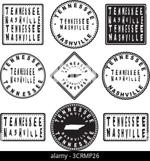 Tennessee Nashville Round Seal Map Design Illustrazione Vettoriale