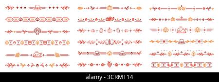 Buon giorno del Ringraziamento bordi telaio, divisori di raccolta Illustrazione Vettoriale