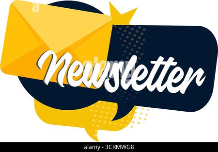 Design dell'etichetta dell'adesivo di marketing tramite e-mail della newsletter Illustrazione Vettoriale