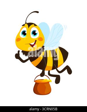 Volare con il personaggio dei cartoni animati degli insetti delle api Illustrazione Vettoriale