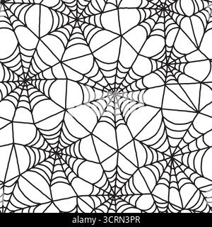 Ragnatele inquietanti, motivo senza cuciture. Illustrazione vettoriale sfondo piatto. Illustrazione Vettoriale