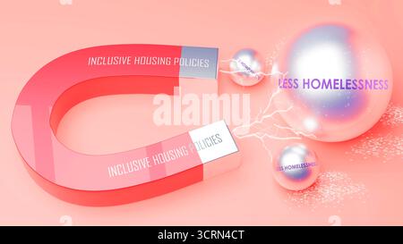 Politiche abitative inclusive che attraggono meno senzatetto. Foto Stock
