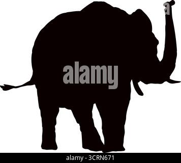 Elefante africano in piedi silhouette animale Illustrazione Vettoriale