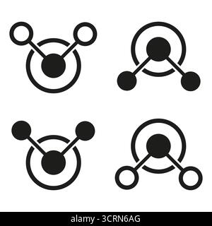 Simboli geometrici astratti. Icone con linea rotonda. Set vettoriale monocromatico. Elementi tecnologici moderni. EPS 10. Illustrazione Vettoriale