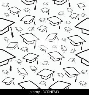 Illustrazione vettoriale con pattern senza cuciture con cappucci graduati disegnati a mano Illustrazione Vettoriale