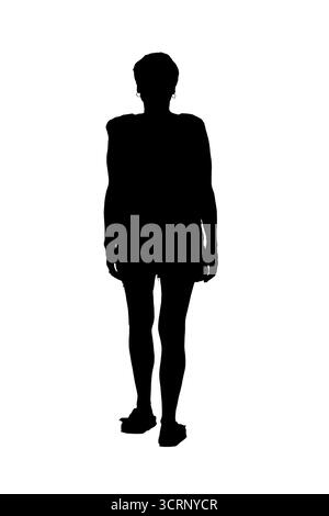sagoma della vista posteriore di un ritratto completo di donna che cammina Foto Stock