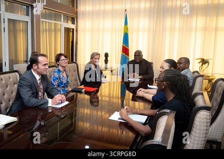 EMBARGO AL 1935 GIOVEDÌ 2 OTTOBRE la duchessa di Edimburgo incontra il Presidente della Repubblica Democratica del Congo Felix Tshisekedi presso l'Ufficio del Presidente a Kinshasa, RDC. Data foto: Giovedì 2 ottobre 2025. Foto Stock