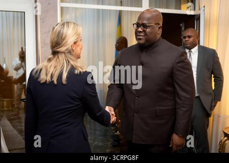 EMBARGO AL 1935 GIOVEDÌ 2 OTTOBRE la duchessa di Edimburgo incontra il Presidente della Repubblica Democratica del Congo Felix Tshisekedi presso l'Ufficio del Presidente a Kinshasa, RDC. Data foto: Giovedì 2 ottobre 2025. Foto Stock