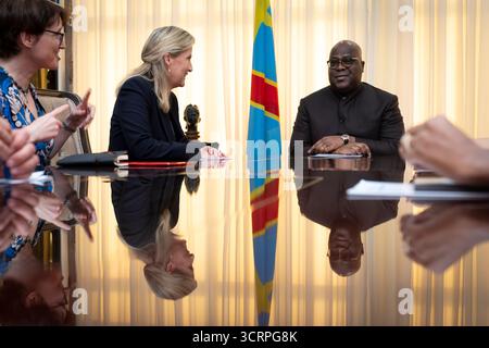 EMBARGO AL 1935 GIOVEDÌ 2 OTTOBRE la duchessa di Edimburgo incontra il Presidente della Repubblica Democratica del Congo Felix Tshisekedi presso l'Ufficio del Presidente a Kinshasa, RDC. Data foto: Giovedì 2 ottobre 2025. Foto Stock