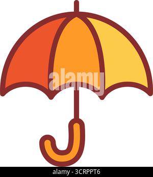 Icona a forma di ombrello vettoriale isolata su sfondo bianco. Autunno. Illustrazione Vettoriale