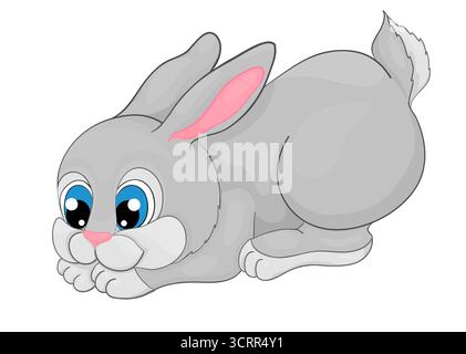 cartone animato di coniglio isolato su bianco Illustrazione Vettoriale