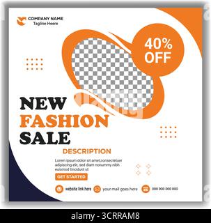 Banner Web alla moda vendita online Moda illustrazione grafica grafica vettoriale di post sui social media modificabile Illustrazione Vettoriale