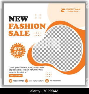 Modello di Social Media offerta di moda creativa abbigliamento poster di marketing del marchio illustrazione vettoriale Illustrazione Vettoriale