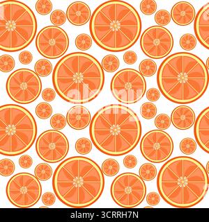 Illustrazione vettoriale con motivo di agrumi tropicali a fette di arancio senza cuciture Illustrazione Vettoriale