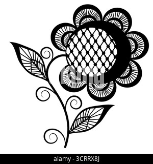 logo di girasole astratto, bianco e nero. Isolato su sfondo bianco Illustrazione Vettoriale