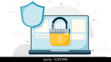 Il laptop è bloccato con una password Illustrazione Vettoriale