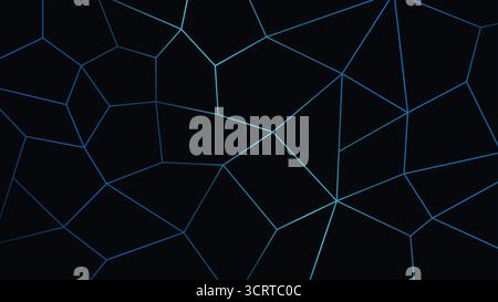 le linee blu brillanti formano uno sfondo futuristico astratto su uno spazio digitale nero che mostra complessi motivi geometrici, ideale per il design tecnologico cyber w Illustrazione Vettoriale