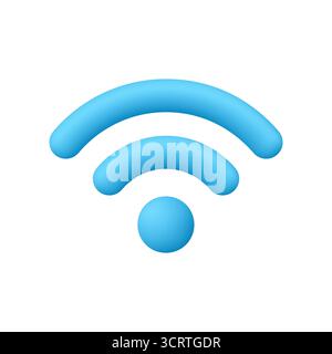 Segnale Wi-fi blu. Internet wireless, connessione e concetto di rete. icona vettoriale 3d. Stile minimalista cartoni animati. Illustrazione Vettoriale