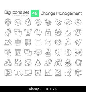 Set di icone della linea di gestione delle modifiche Illustrazione Vettoriale