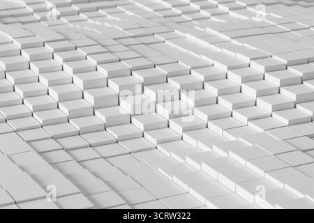 Griglia cubo bianco sfondo astratto, rendering 3d. Foto Stock