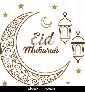 EID Mubarak Arabic Calligraphy Icons Vector Set – celebrazione islamica, tipografia e simboli decorativi per il saluto e il design festivo Illustrazione Vettoriale