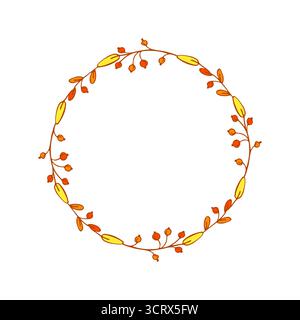 Ghirlanda di foglie autunnali con frutti di bosco Illustrazione Vettoriale