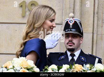 Lussemburgo, Lussemburgo. 3 ottobre 2025. Principessa Elisabetta, raffigurata in occasione dell'abdicazione del Granduca Enrico e del giuramento del Granduca Guillaume di Lussemburgo, nel Palazzo reale di Lussemburgo, nel Granducato di Lussemburgo, venerdì 03 ottobre 2025. BELGA PHOTO ERIC LALMAND credito: Belga News Agency/Alamy Live News Foto Stock
